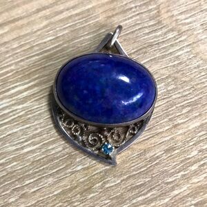 Vintage Lapis Lazuli Silver Pendent